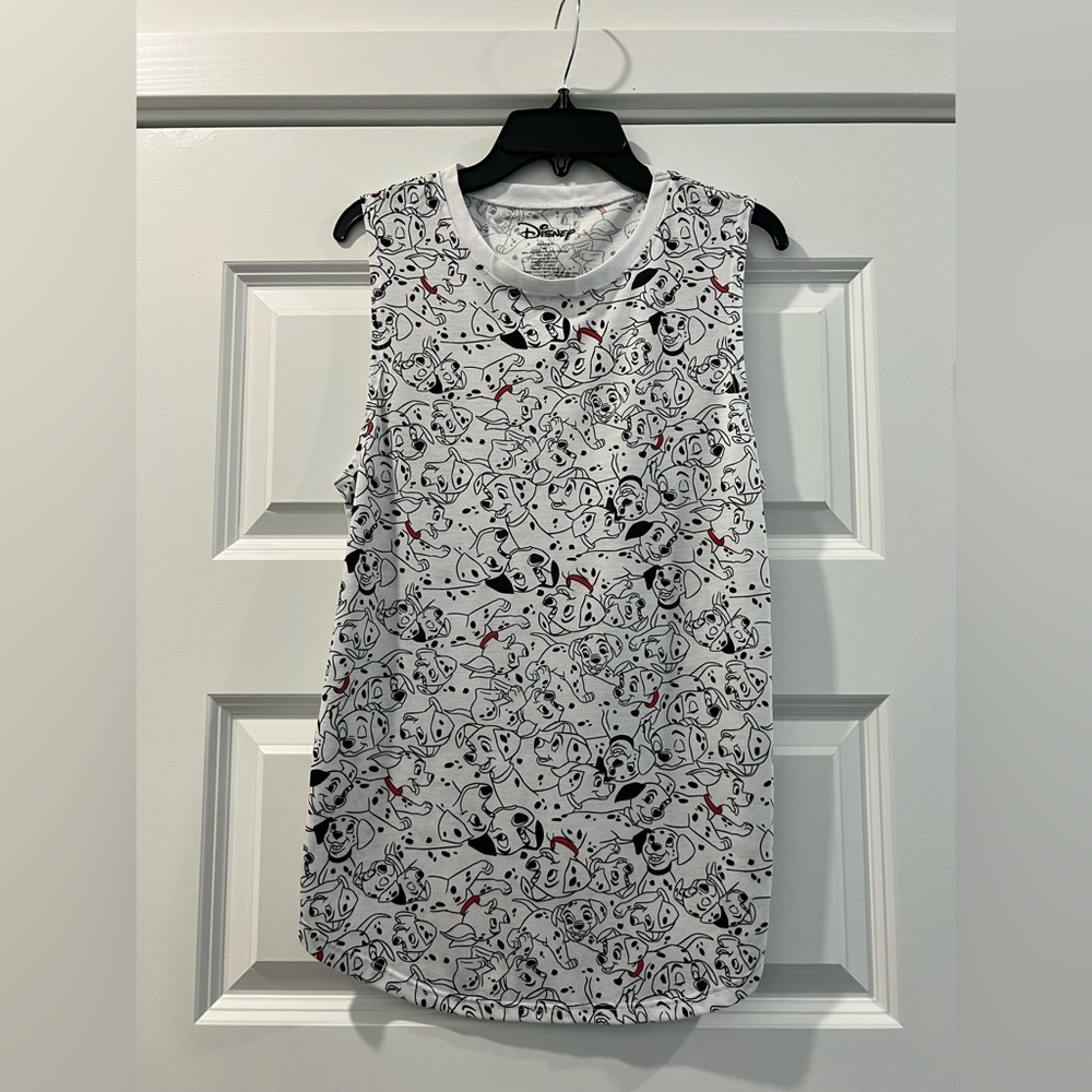 Disney 101 Dalmatian Print Sleeveless Shirt - Black, White, Red Size Medium